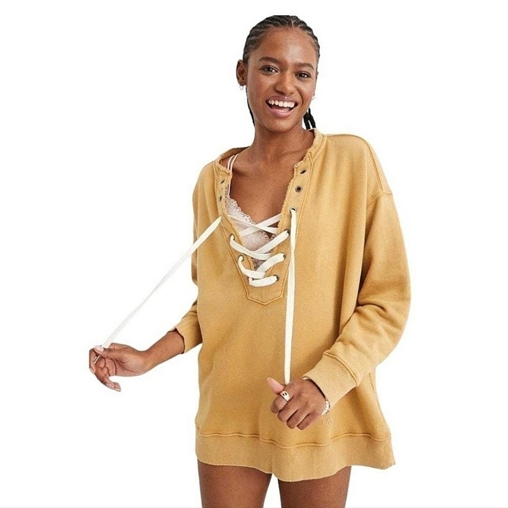 Aerie XS Lace Up Sweatshirt